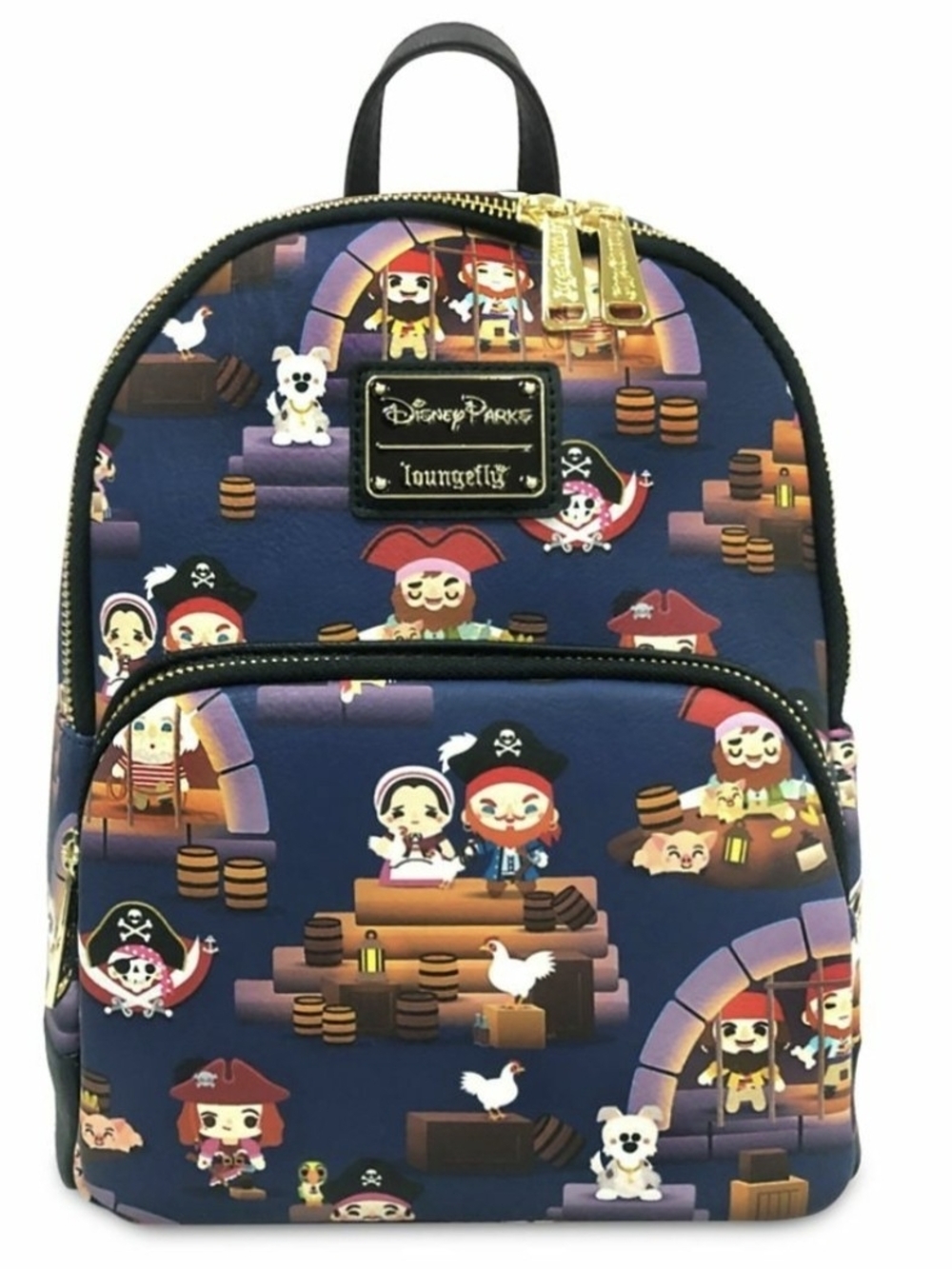 Loungefly Navy Pirates Of The Caribbean Mini Backpack with Gold Accents - Picture 7 of 8